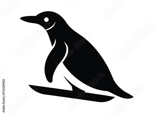 sliding penguin silhouette vector icon