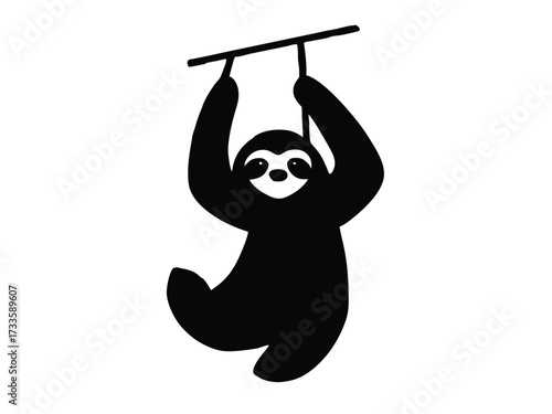 sloth hanging silhouette vector icon