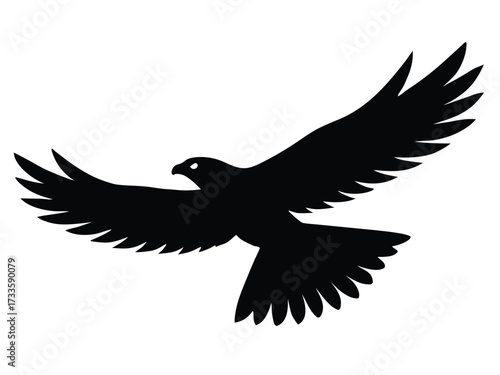 soaring hawk silhouette vector icon