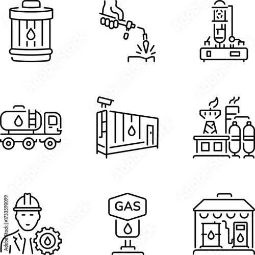 Pack of Manufacturing Line Style Icons 