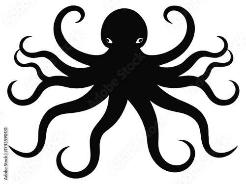 spreading octopus silhouette vector icon