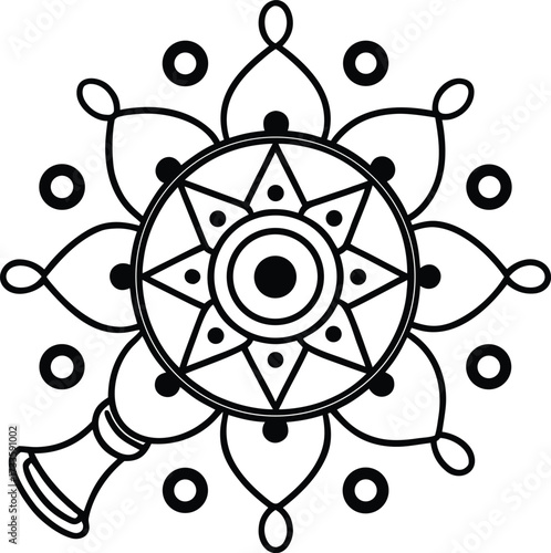 sound therapy instruments mandala patterns illustration on transparent background