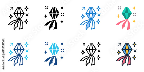 Festivals icon set multiple style collection 
