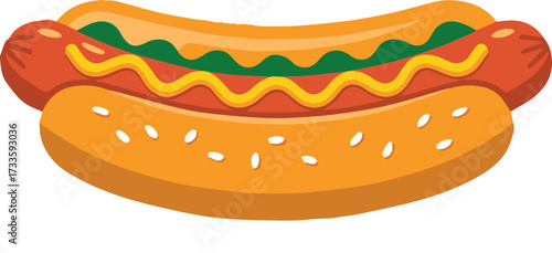 Vibrant and colorful hotdog illustration with bold typography