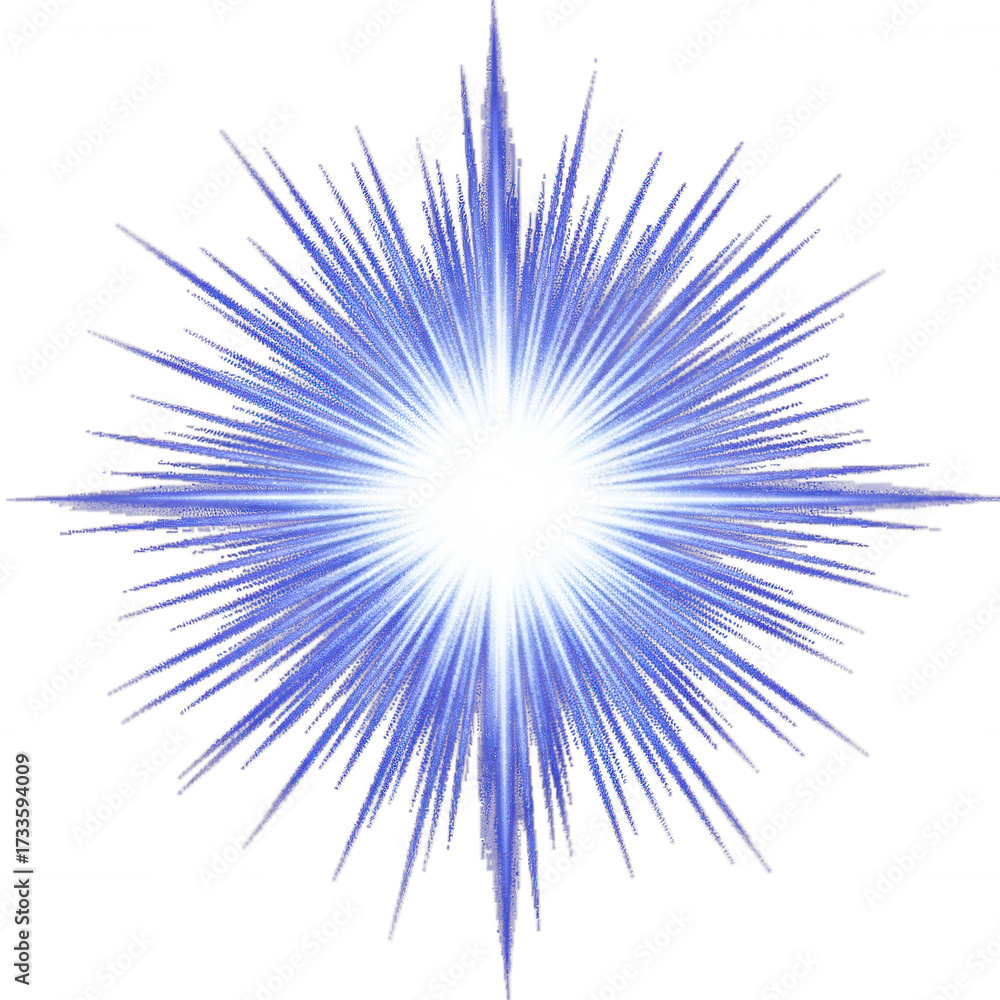 Obraz premium Bright Blue Starburst Bursting isolated on a transparent background