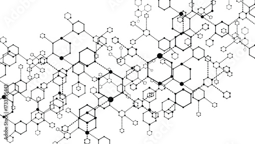Molecular structure. Medicine researching, DNA or chemistry science. Biotechnology presentation template vector background