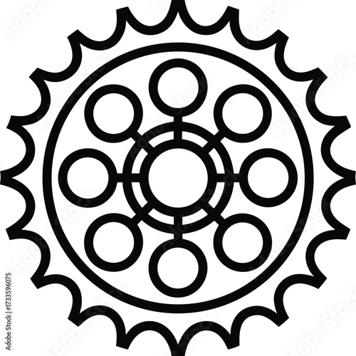 steampunk gears forming mandala patterns illustration on transparent background