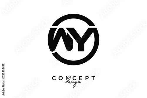 WY Creative Circle Monogram Logo Design – Modern Branding Concept