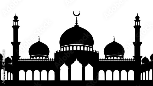 Striking silhouette of a mosque with minarets a powerful symbol of Islamic faith and culture