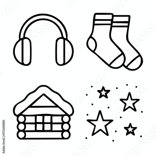 Minimalist line art earmuffs icon a clean and editable stroke design representing winter ear protection perfect for graphic design and web use