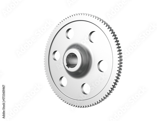 Precision 3D Rendered Silver Worm Gear, High-Resolution Metallic Mechanical Engineering Component, Ideal for Industrial Power Transmission, Modern Automation and Robotics, Isolated Transparent PNG