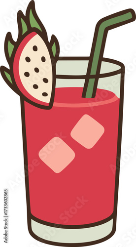 Tropical fruit punch with dragon fruit garnish