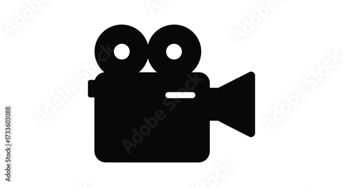Simple black silhouette of a vintage film camera side view displayed