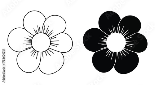 Simple flower illustration with contrasting positive and negative space designs