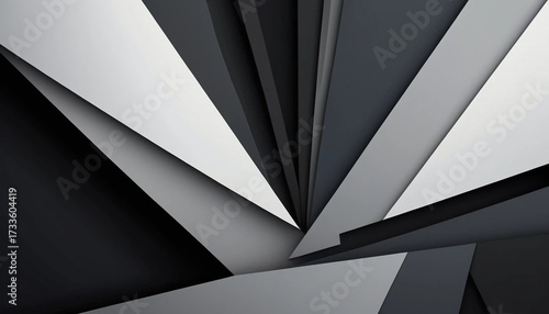Abstract geometric background with sharp angles and layered planes in shades of gray and black