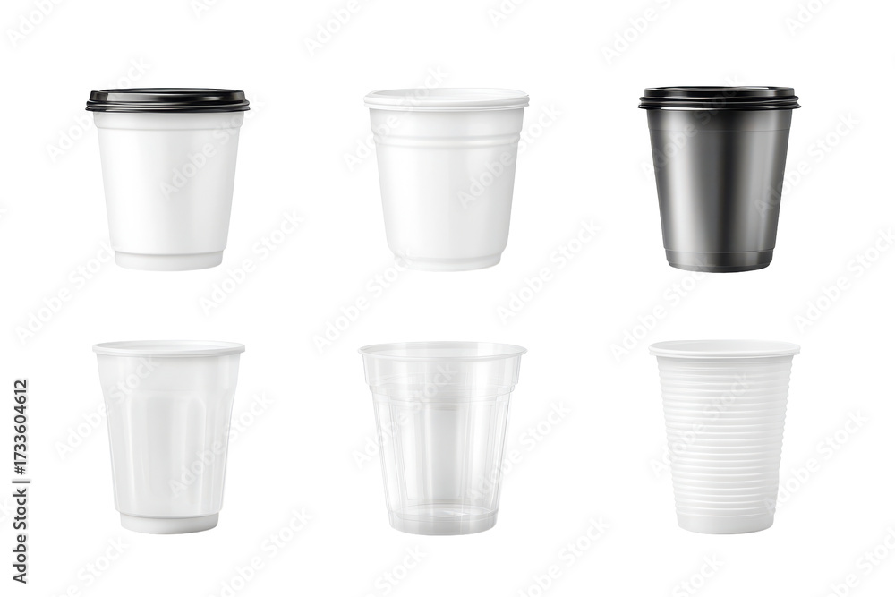custom made wallpaper toronto digitalCollection of disposable plastic cups isolated on transparent background. Collection set of plastic cups isolated on white background.