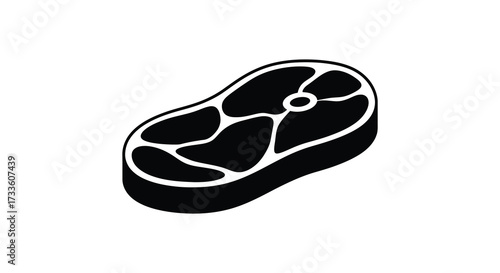 Simple black and white illustration of a marbled cut of beef steak