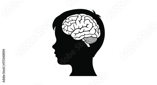 A silhouetted head profile with a detailed brain visible inside