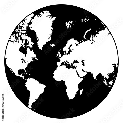 Circle Black Silhouette World Maps On Globe