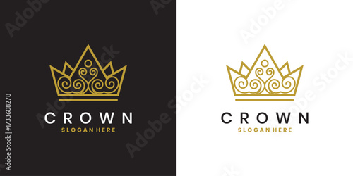 Crown logo design with royal tiara, elegant luxury emblem