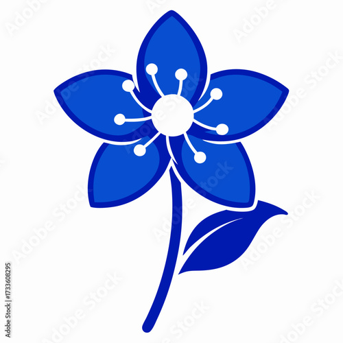 narcissus blue flower silhouette vector on white