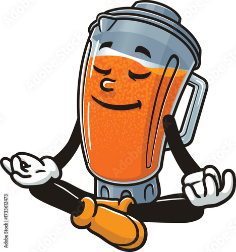 Blender mascot cartoon is meditating or relaxing