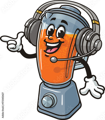 Blender mascot cartoon wearing a headset or headphone