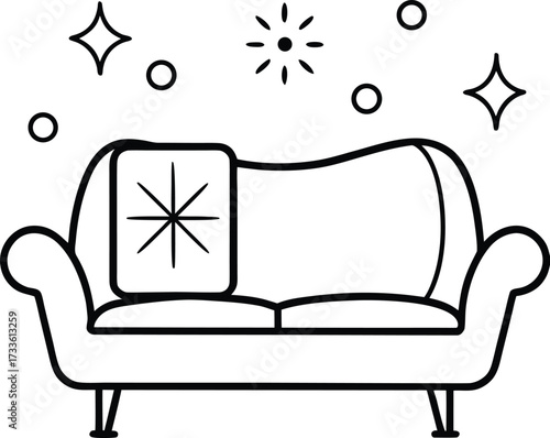 therapy couch surrounded by calming patterns illustration on transparent background