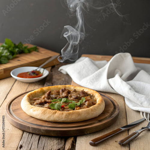 arabic meat sfiha on the table