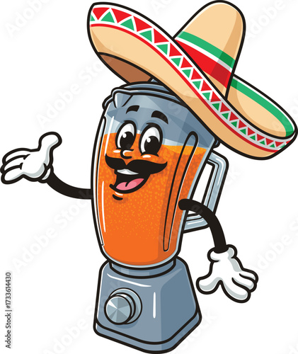 Blender mascot cartoon wearing a sombrero hat
