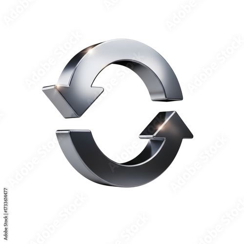 Free Download Silver 3d circular arrow icon representing refresh or repeat isolated on transparent background - GFXLoad