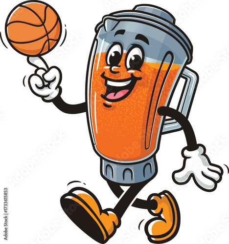 Blender mascot cartoon playing basketball