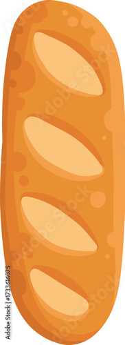 Cartoon bakery product. Bread whole loaf and cut slices, pastry food french baguette croissant with wheat rye grains bagel bite bun roll, baking pastries neat vector illustration original artwork