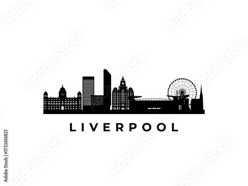 Vector Liverpool skyline. Travel Liverpool famous landmarks. Business and tourism concept for presentation, banner, web site.