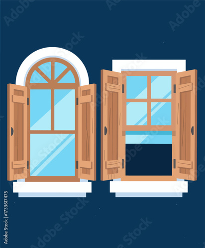 Cozy open windows inviting fresh air under starry night sky