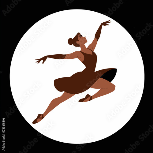 Graceful ballerina in elegant pose against starry night sky