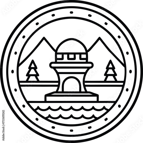 travel stamp icon illustration on transparent background