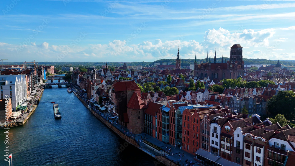 Fototapeta premium modern european city street houses view from above Gdansk Poland