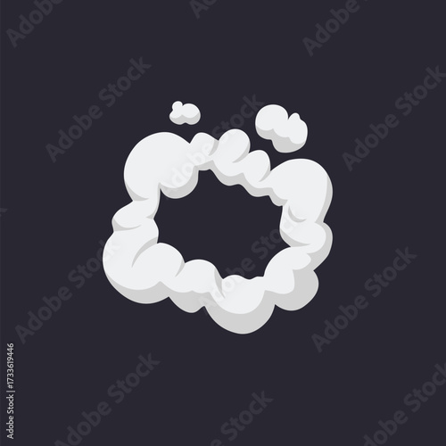 Cartoon Smoke Cloud, Vector White Aroma Or Toxic Steaming Vapor, Dust Steam. Design Elements, Flow Mist Or Smoky Steam for your design
