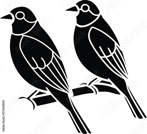 two birds on branch illustration on transparent background