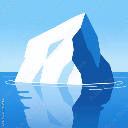 Majestic iceberg floating in serene blue ocean under clear sky