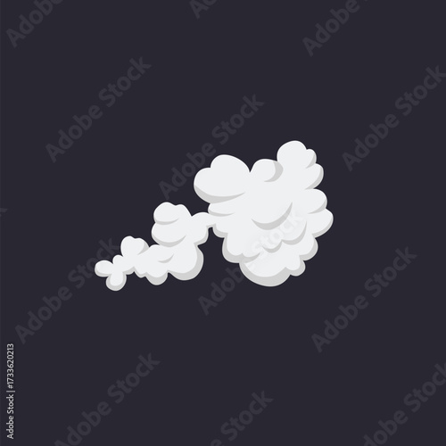 Cartoon Smoke Cloud, Vector White Aroma Or Toxic Steaming Vapor, Dust Steam. Design Elements, Flow Mist Or Smoky Steam for your design