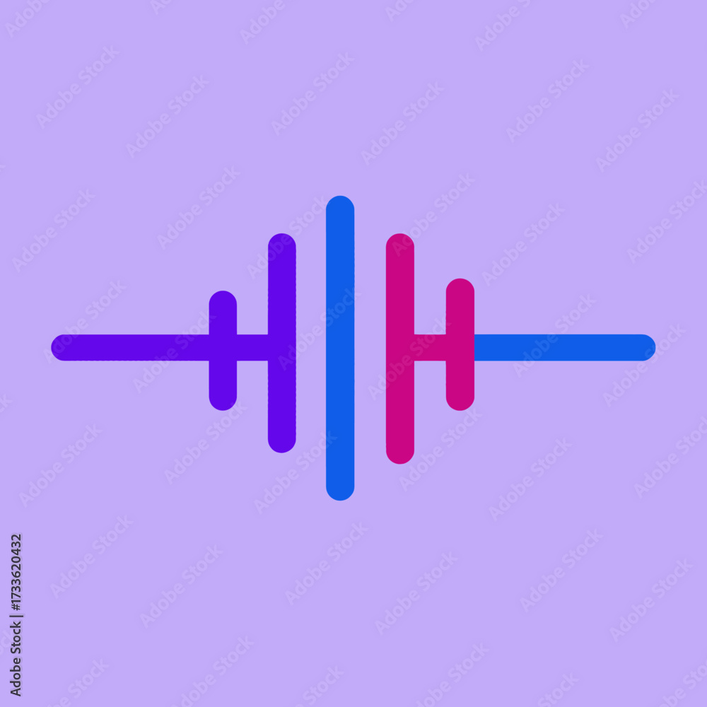 Fototapeta premium Minimalist sound wave design on lavender background