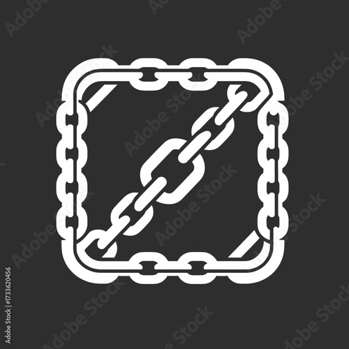 Minimalist chain link icon on dark background