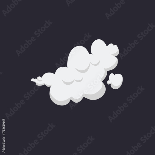 Cartoon Smoke Cloud, Vector White Aroma Or Toxic Steaming Vapor, Dust Steam. Design Elements, Flow Mist Or Smoky Steam for your design
