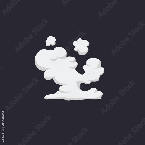 Cartoon Smoke Cloud, Vector White Aroma Or Toxic Steaming Vapor, Dust Steam. Design Elements, Flow Mist Or Smoky Steam for your design