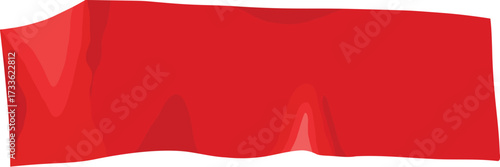 Red duct tape. Scotch glued stripe for repair packaging, adhesive sticker insulating patch crumpled strips sticky color paper plastic tapes, realistic nowaday vector illustration of sticker tape label