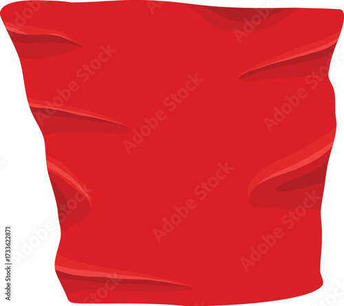 Red duct tape. Scotch glued stripe for repair packaging, adhesive sticker insulating patch crumpled strips sticky color paper plastic tapes, realistic nowaday vector illustration of sticker tape label