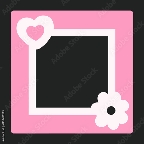 Sweetheart frame with pink hearts and flower accents