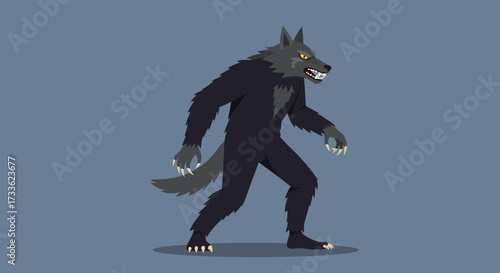 Werewolf Cartoon Illustration Mythical Creature in Transformation